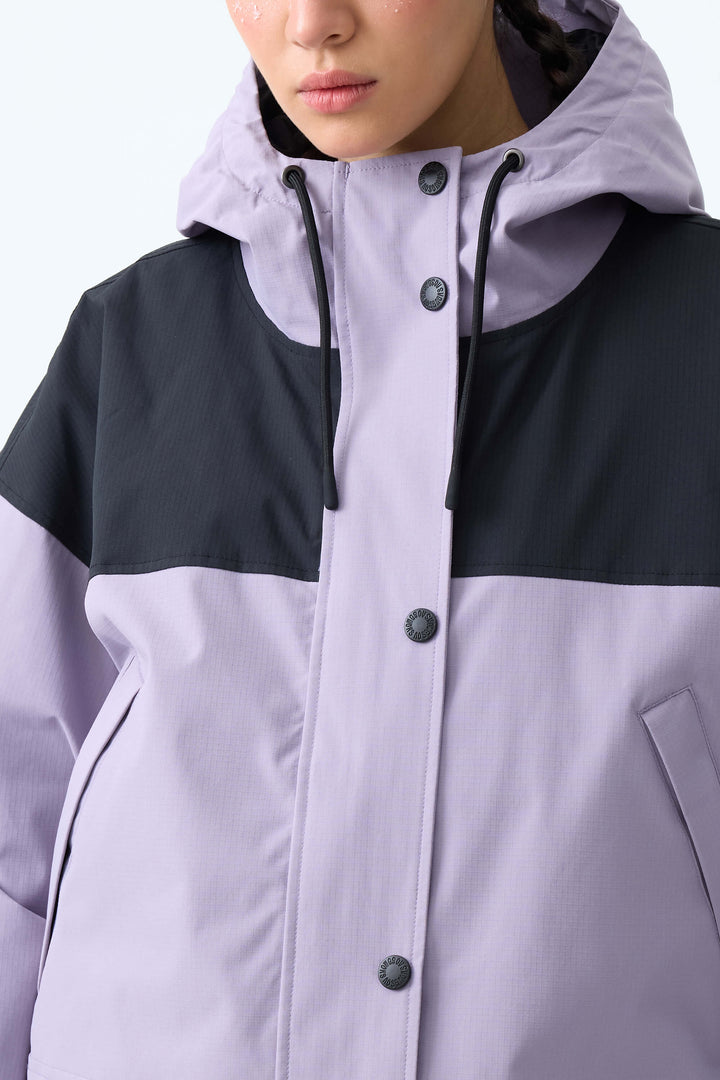 Women's Lavender & Black Contrast-Yoke Insulated Snowboard Jackets