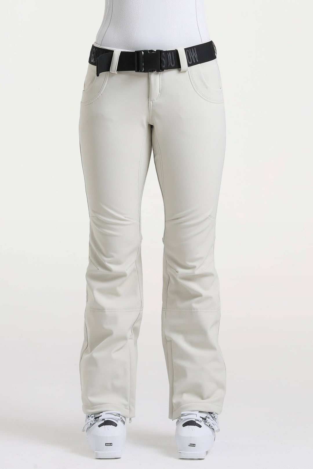 Naisten tummanruskeat, kapeat, vedenpitävät ja levenevät hiihtohousut