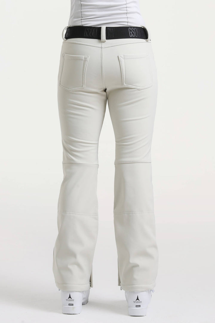 Naisten tummanruskeat, kapeat, vedenpitävät ja levenevät hiihtohousut