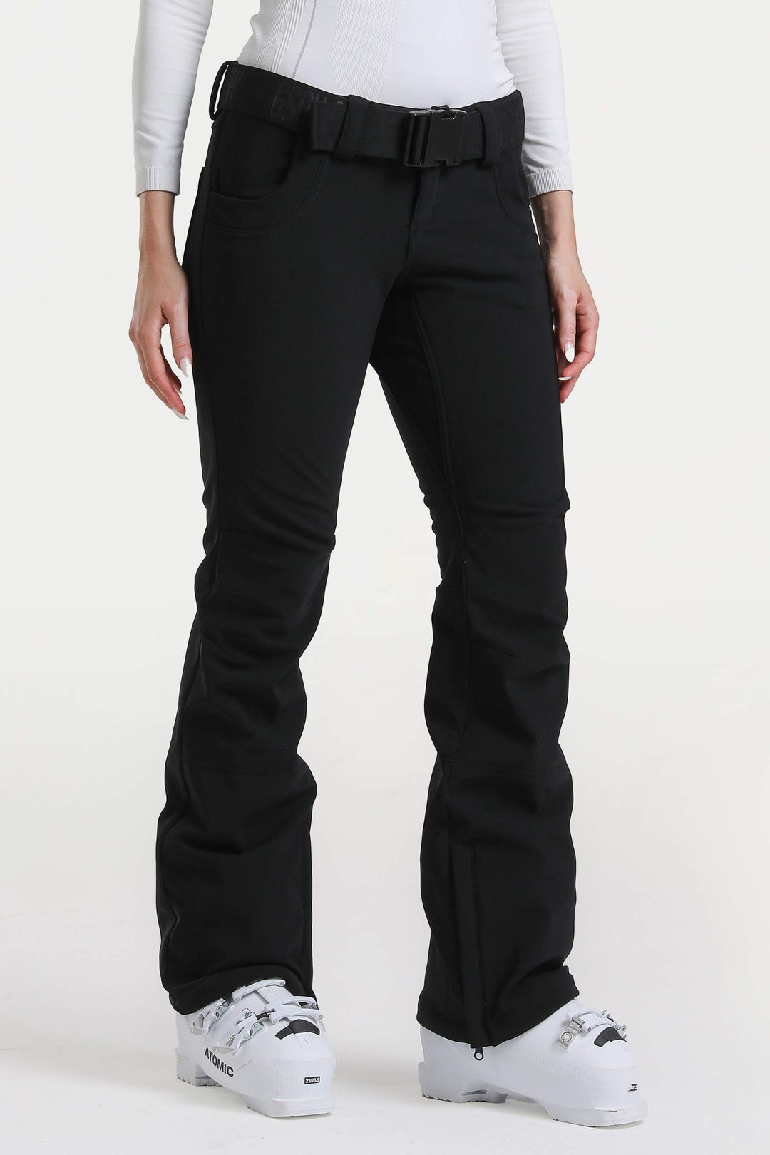Women's Black Slim Fit Waterproof Flared Hem Ski Pants – GSou Snow
