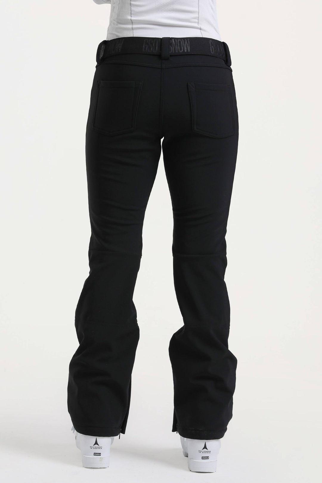 Naisten tummanruskeat, kapeat, vedenpitävät ja levenevät hiihtohousut