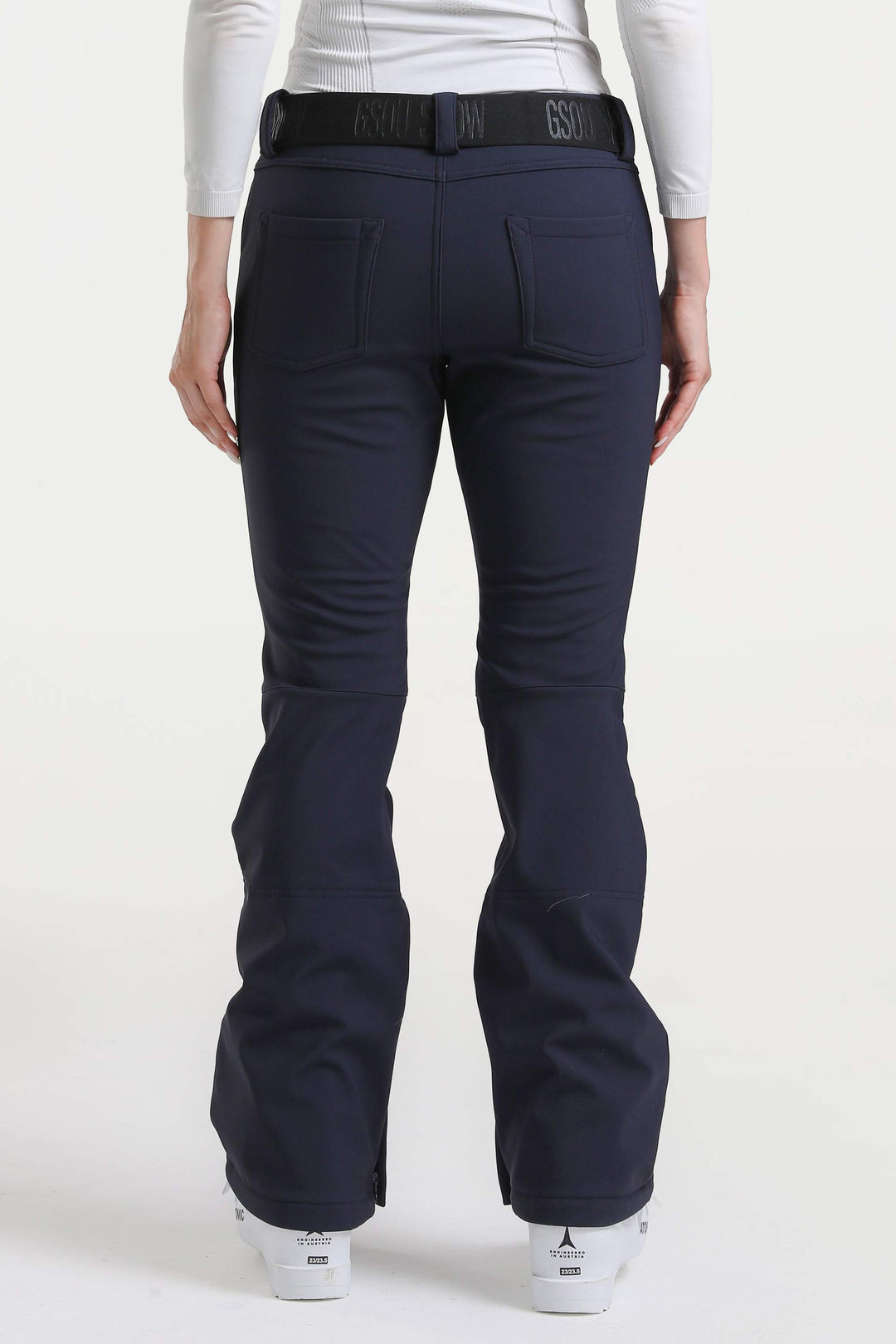 Naisten tummanruskeat, kapeat, vedenpitävät ja levenevät hiihtohousut