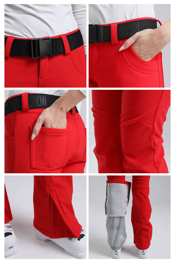 Naisten tummanruskeat, kapeat, vedenpitävät ja levenevät hiihtohousut