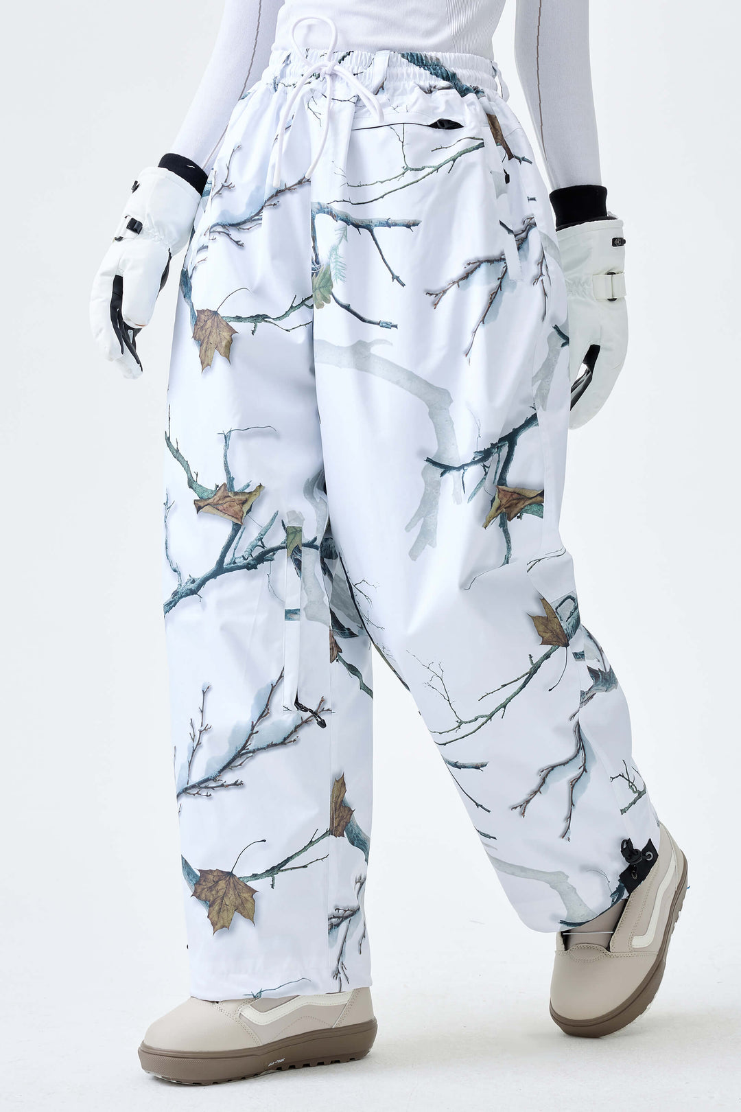 Women's Winter Branch Camo Baggy Drawstring Durable Snow Pants