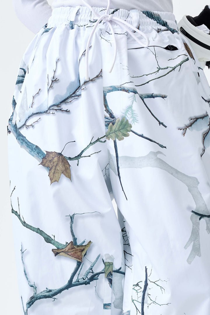 Women's Winter Branch Camo Baggy Drawstring Durable Snow Pants