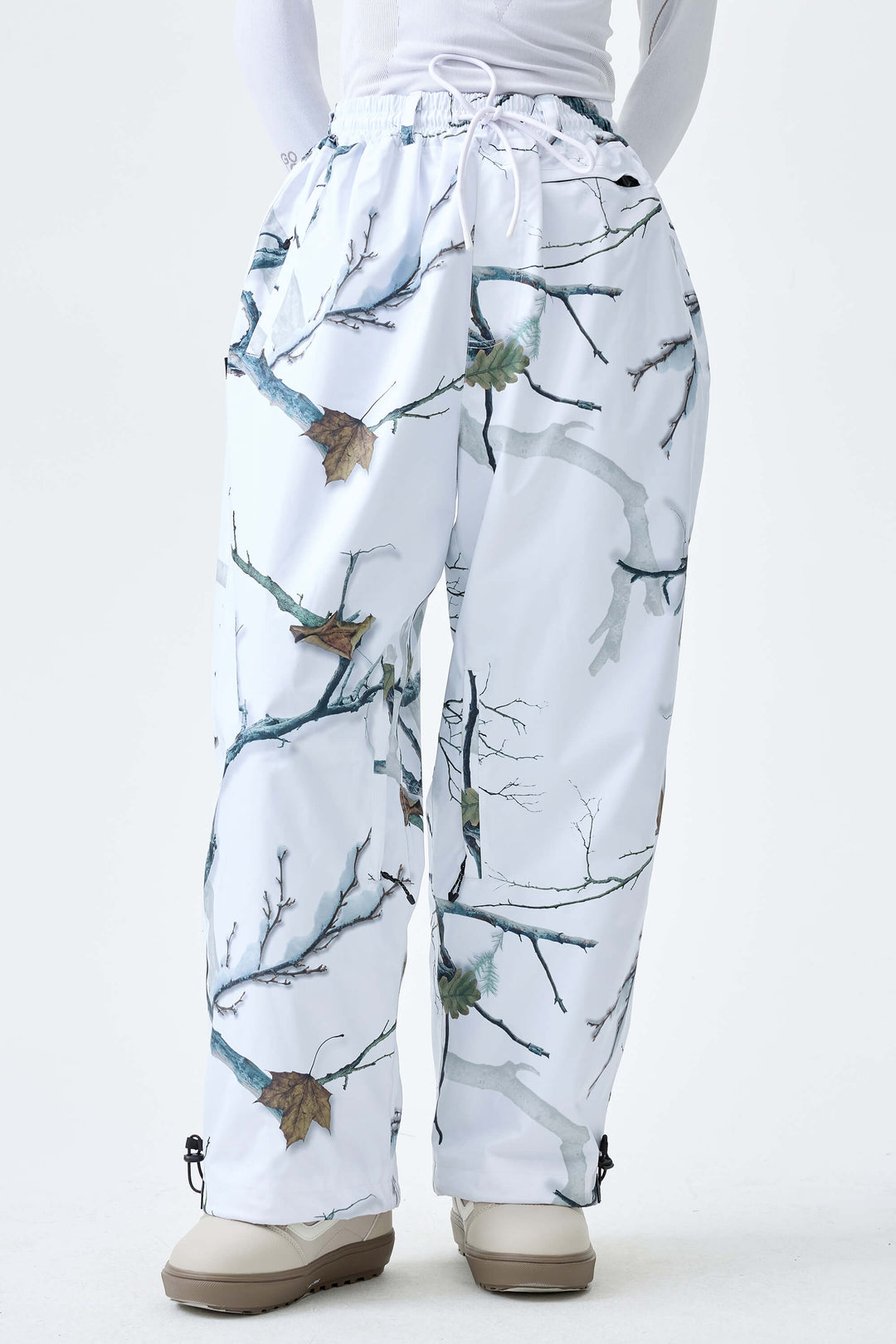 Women's Winter Branch Camo Baggy Drawstring Durable Snow Pants
