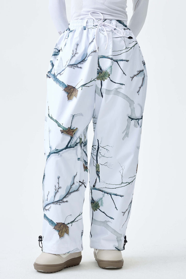 Women's Winter Branch Camo Baggy Drawstring Durable Snow Pants