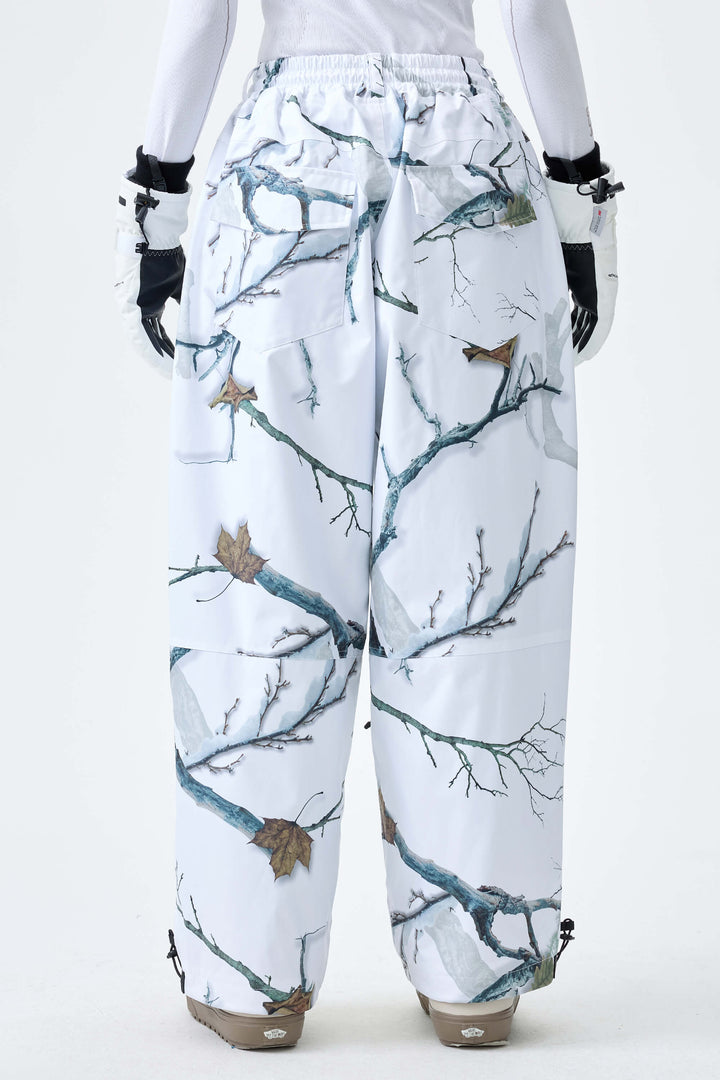 Women's Winter Branch Camo Baggy Drawstring Durable Snow Pants