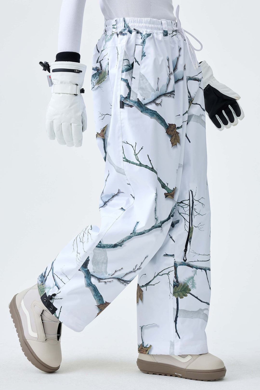 Women's Winter Branch Camo Baggy Drawstring Durable Snow Pants