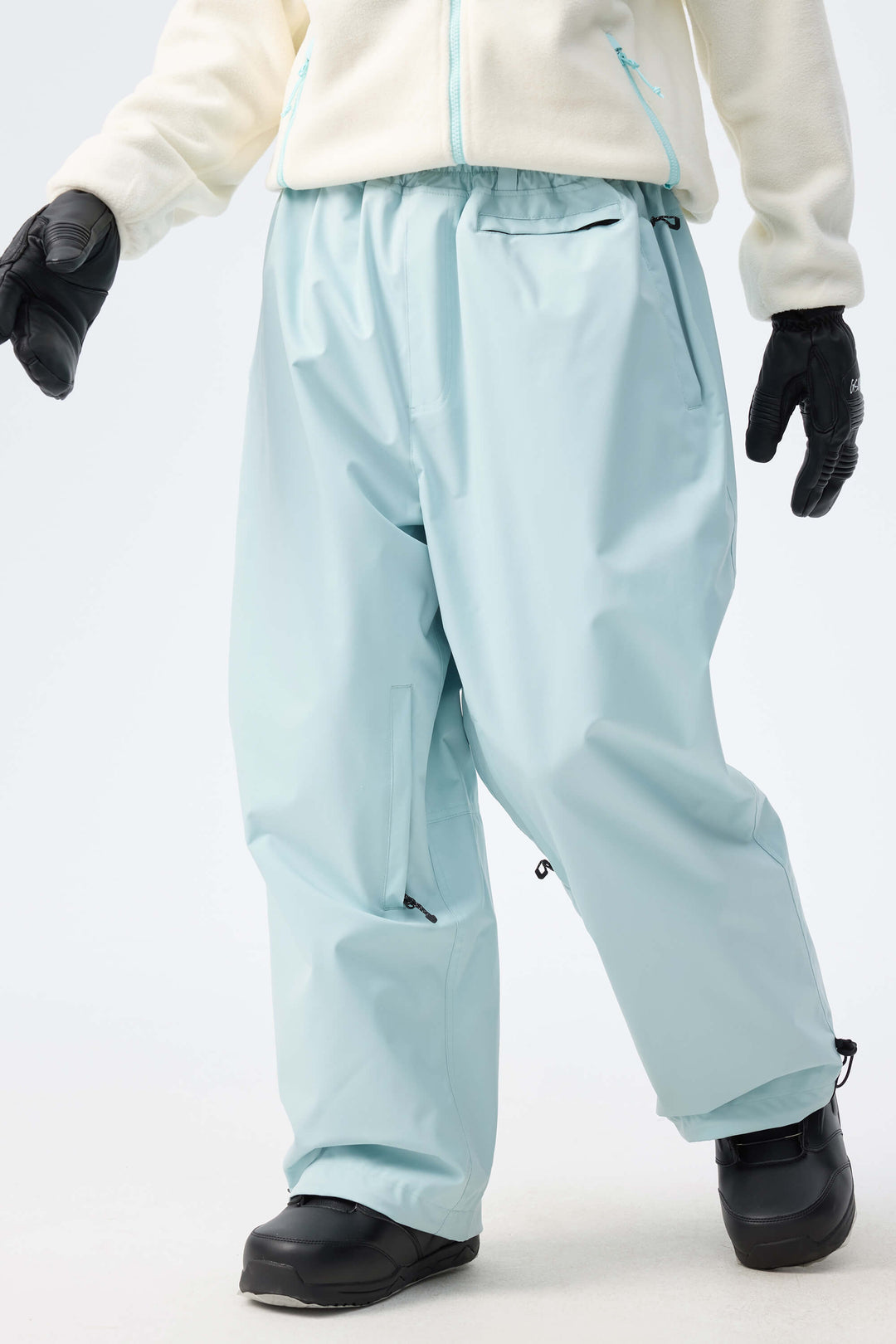 Women's Indigo Leopard Baggy Drawstring Durable Snow Pants