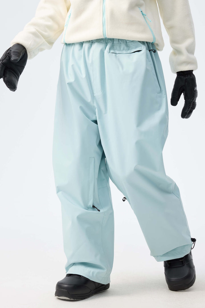 Women's Indigo Leopard Baggy Drawstring Durable Snow Pants