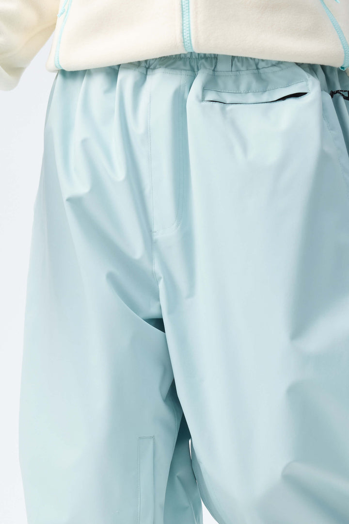 Women's Ice Blue Baggy Drawstring Durable Snow Pants