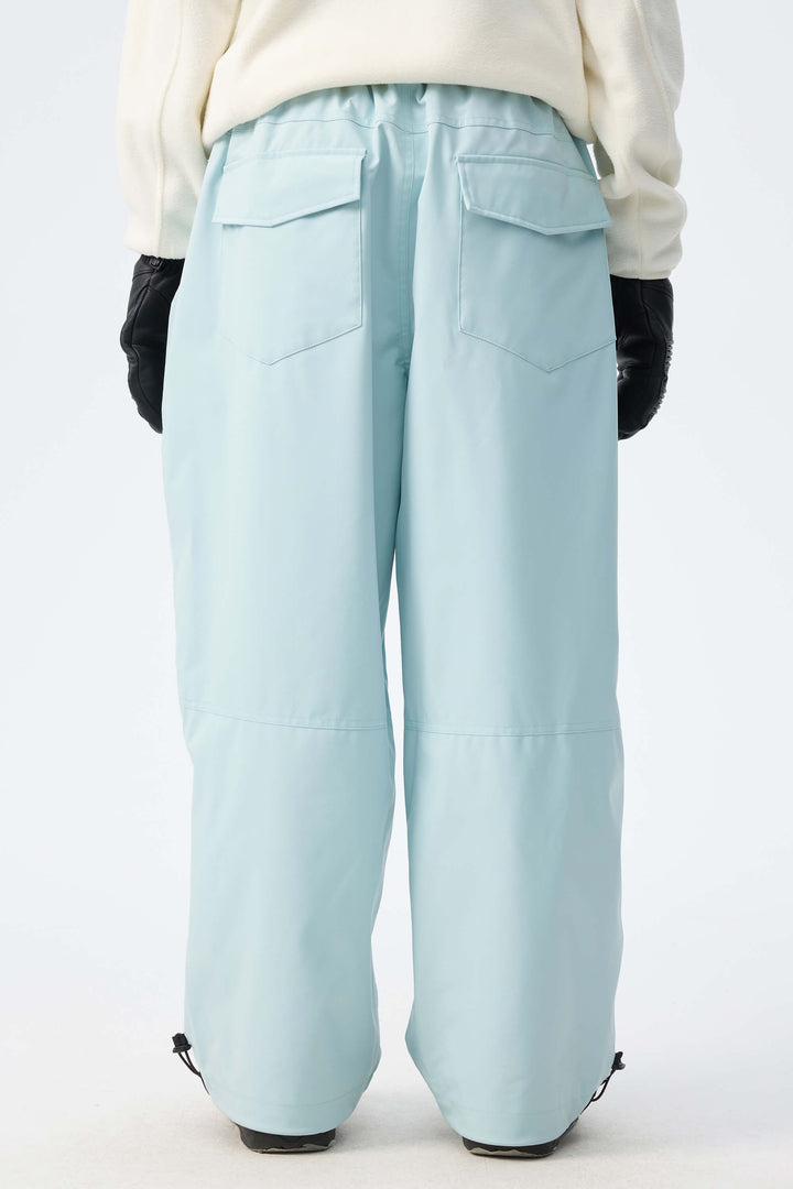 Women's Ice Blue Baggy Drawstring Durable Snow Pants