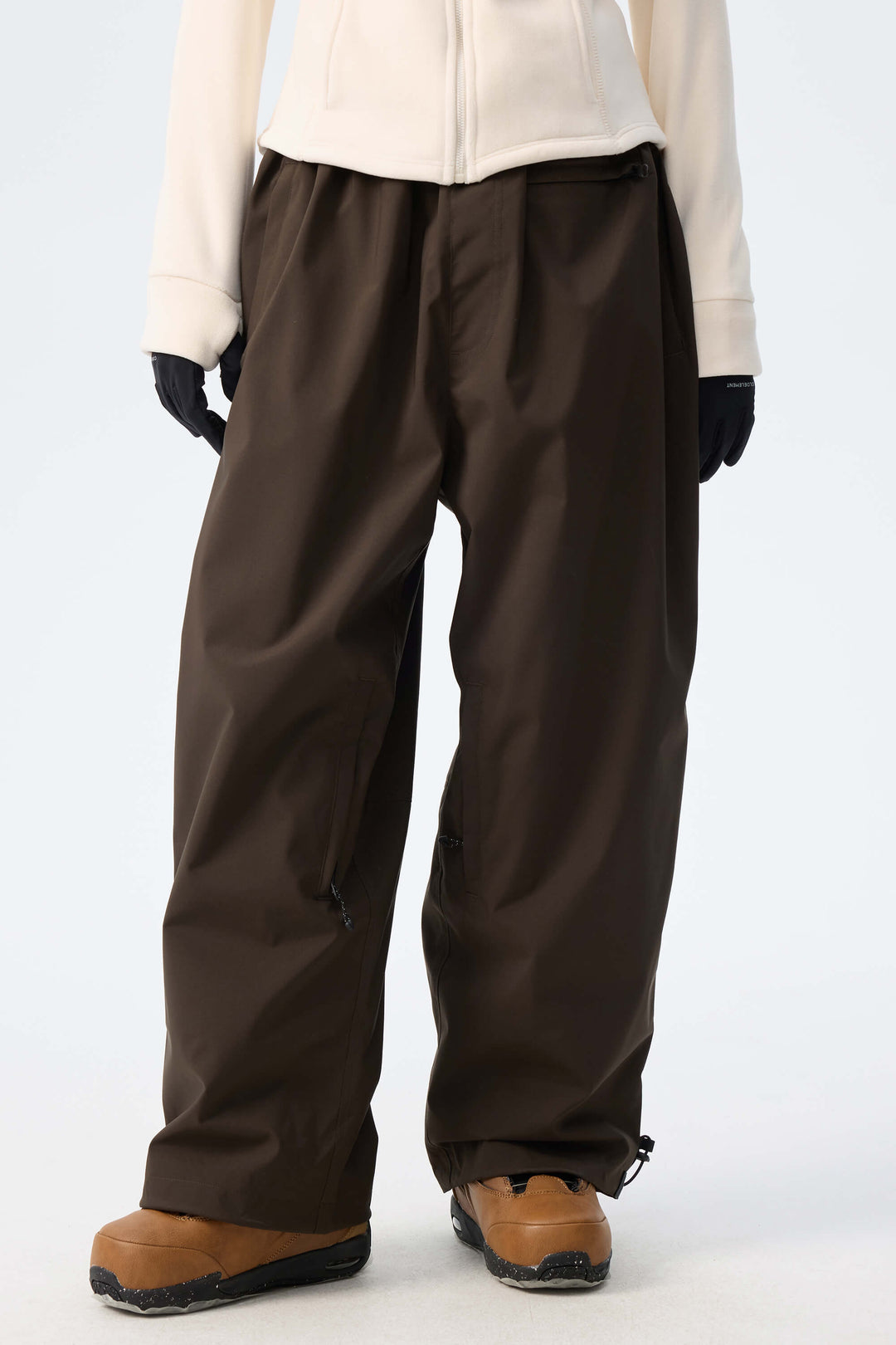 Women's Indigo Leopard Baggy Drawstring Durable Snow Pants