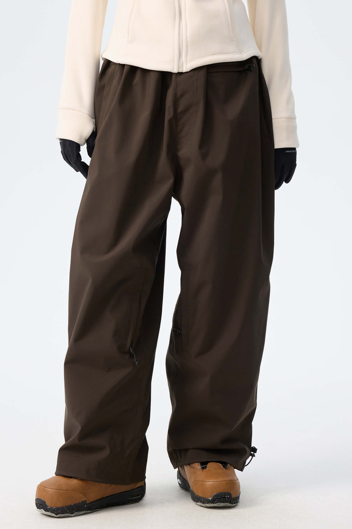 Women's Indigo Leopard Baggy Drawstring Durable Snow Pants