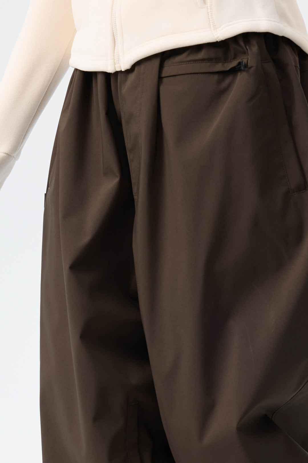 Women's Dark Brown Baggy Drawstring Durable Snow Pants
