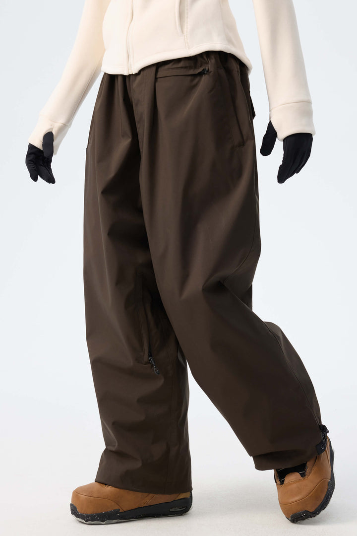 Women's Ice Blue Baggy Drawstring Durable Snow Pants
