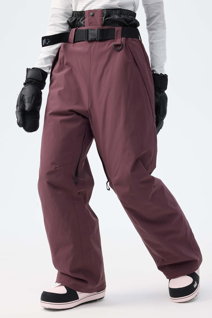 Women's Pink Leopard Recycled Minimalist Insulated Snow Pants