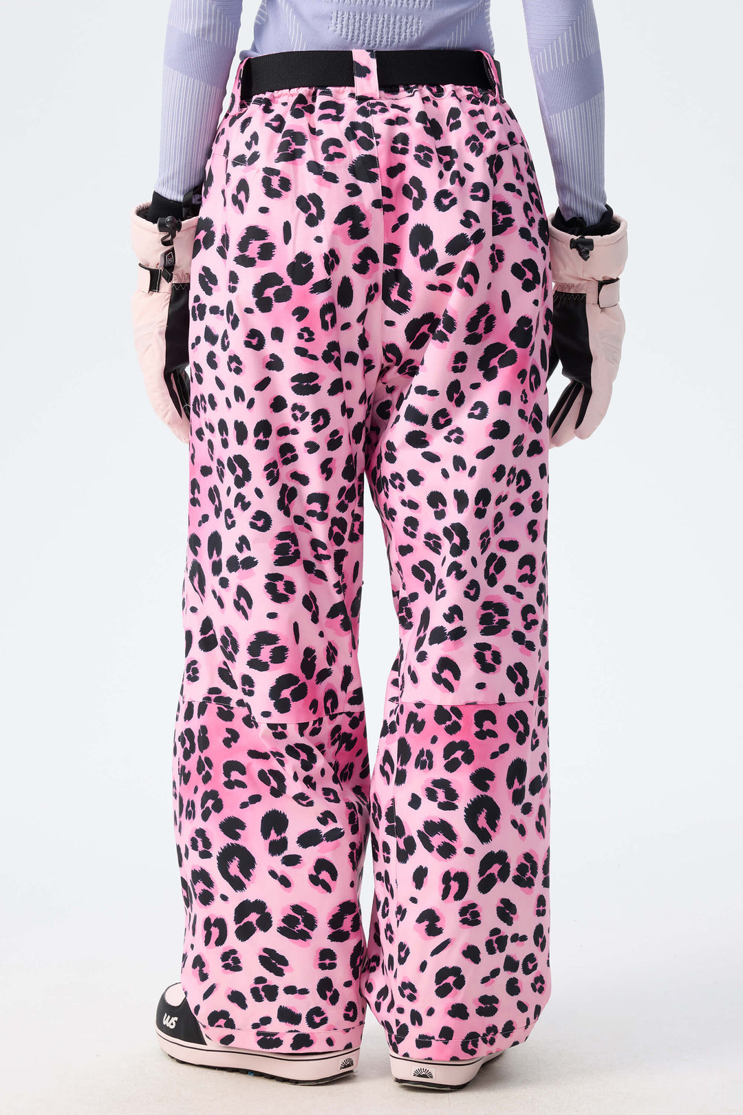 Women's Pink Leopard Recycled Minimalist Insulated Snow Pants