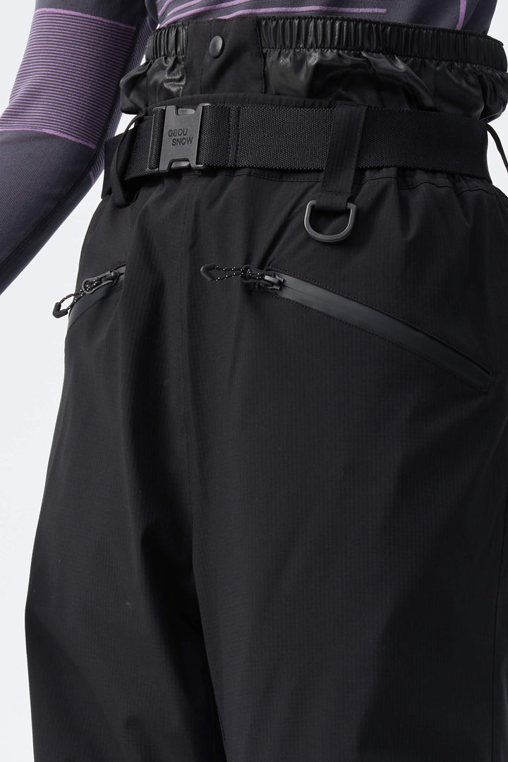 Women's Black Utility Belted Baggy Insulated Snow Pants