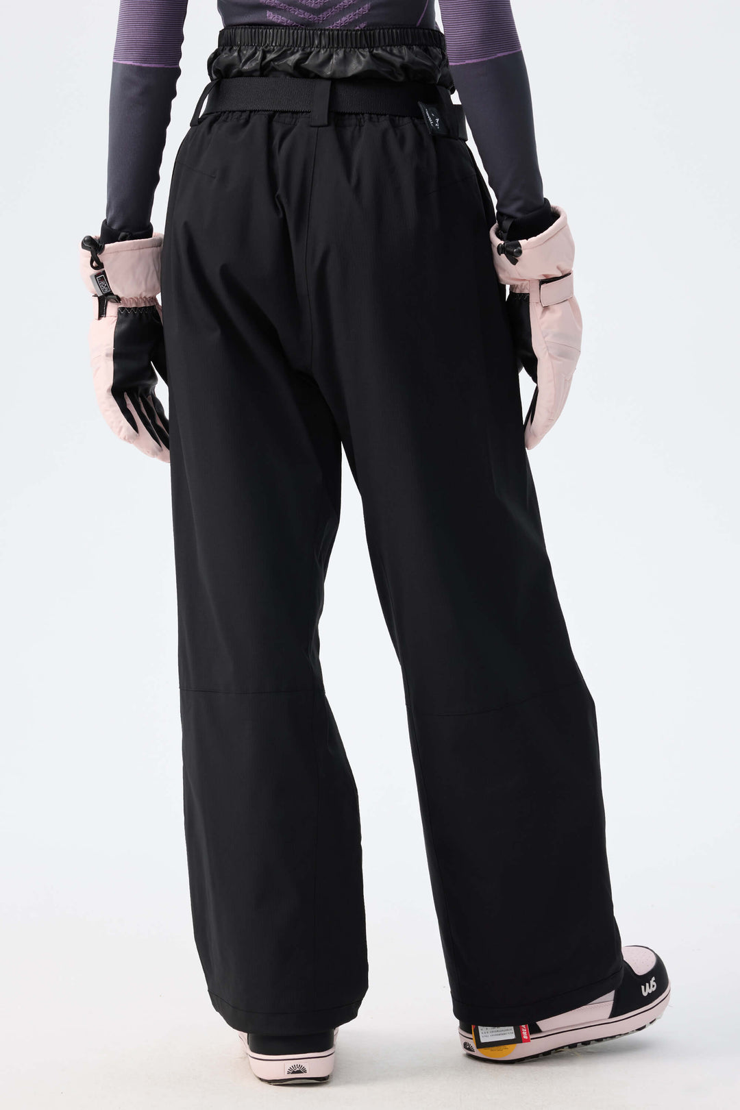 Women's Light Grey Utility Belted Baggy Insulated Snow Pants