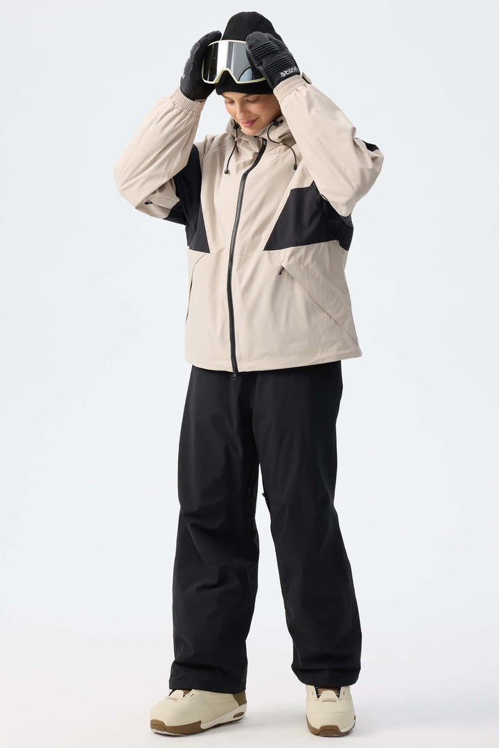 Women's Black Utility Belted Baggy Insulated Snow Pants
