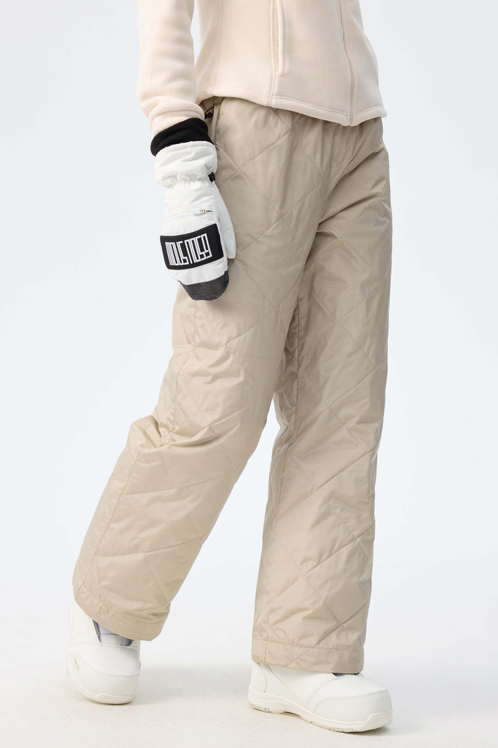 Women's Deep Burgundy Quilted Goose Down Ski Pants