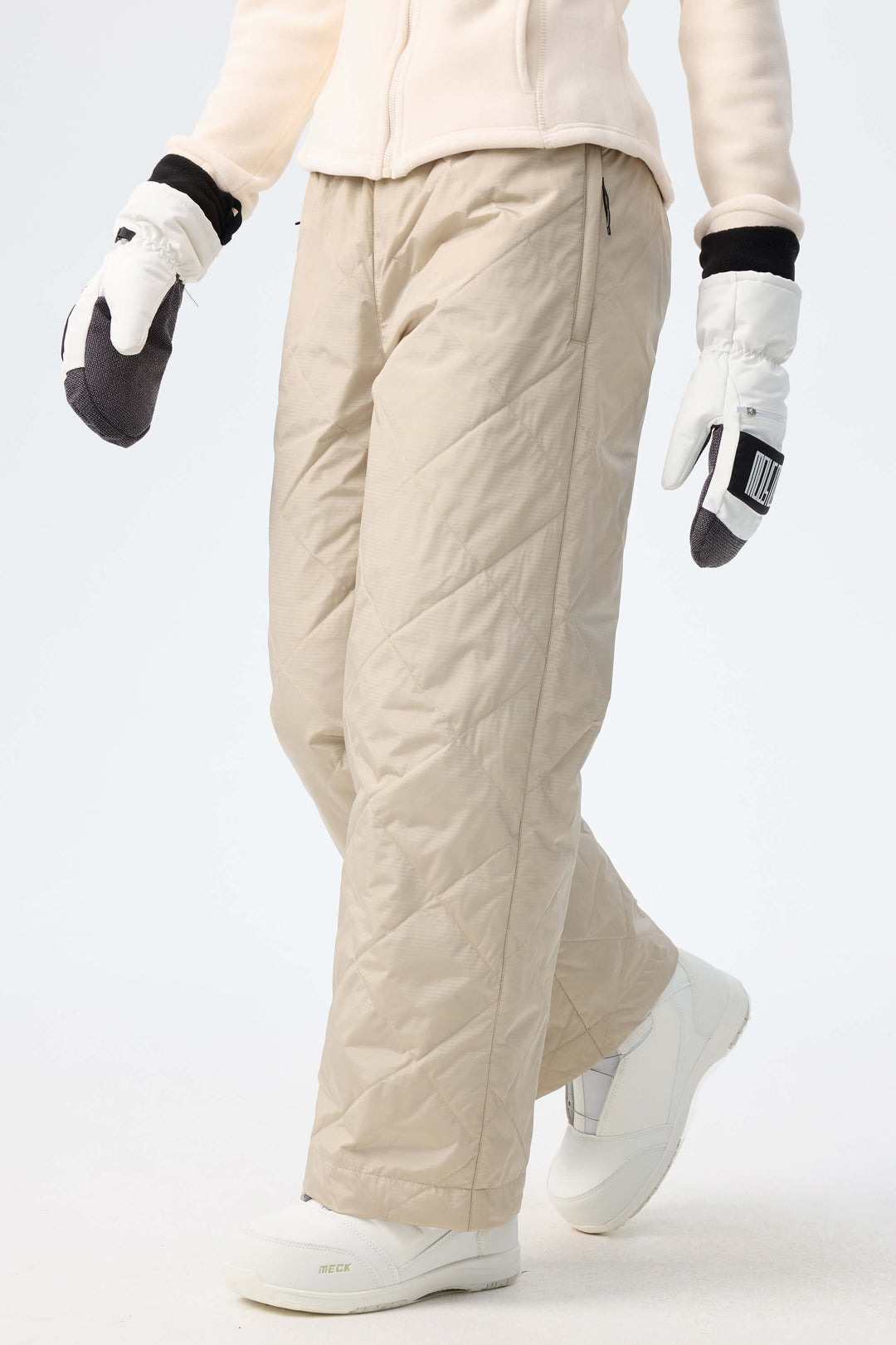 Women's Oatmeal Quilted Goose Down Ski Pants