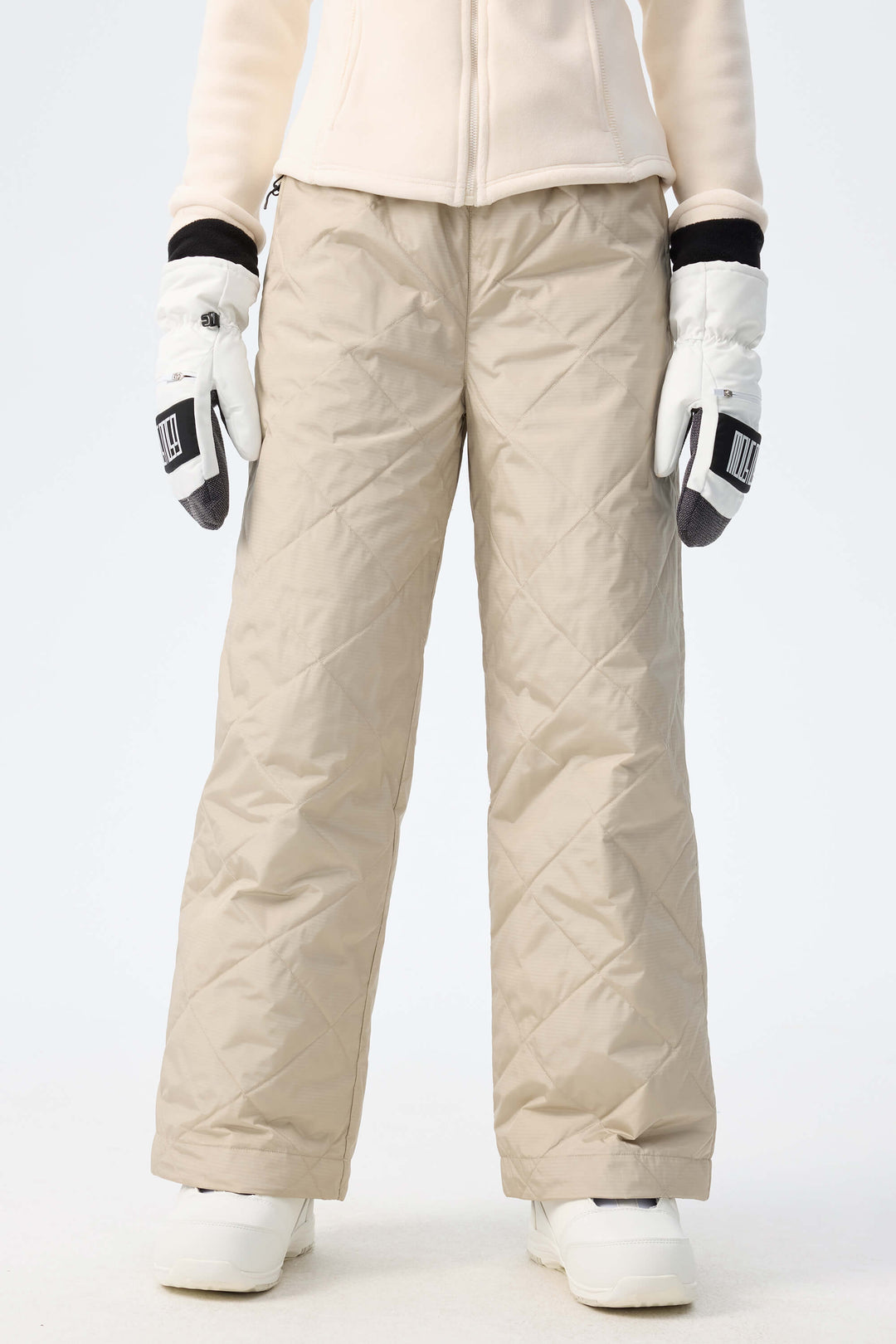 Women's Oatmeal Quilted Goose Down Ski Pants