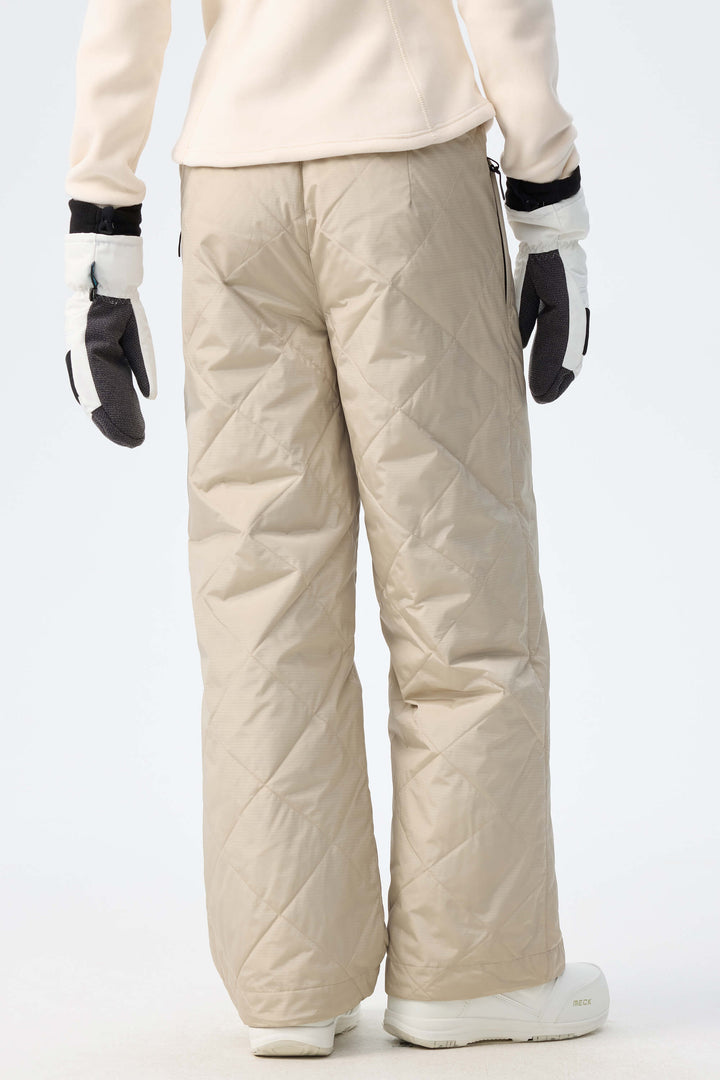 Women's Oatmeal Quilted Goose Down Ski Pants