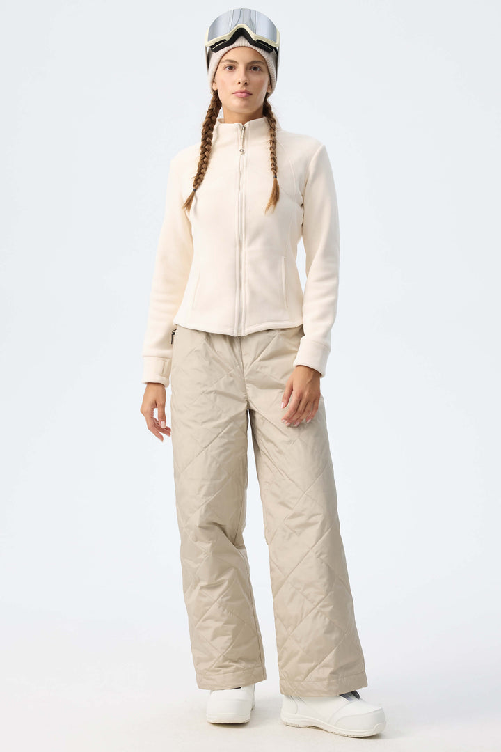 Women's Deep Burgundy Quilted Goose Down Ski Pants