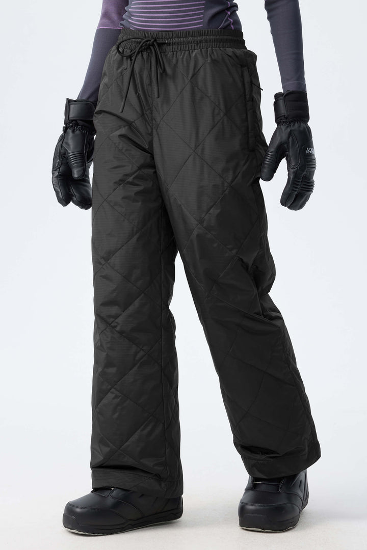 Women's Deep Burgundy Quilted Goose Down Ski Pants
