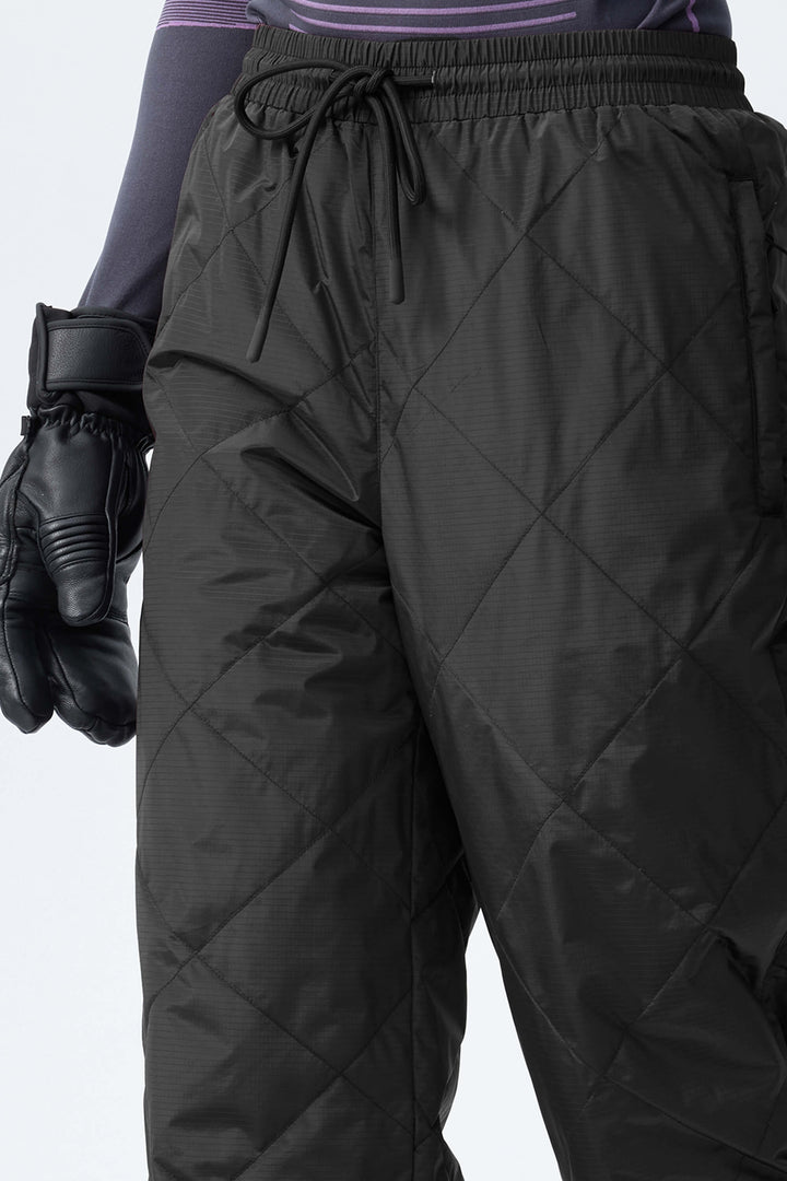 Women's Black Quilted Goose Down Ski Pants