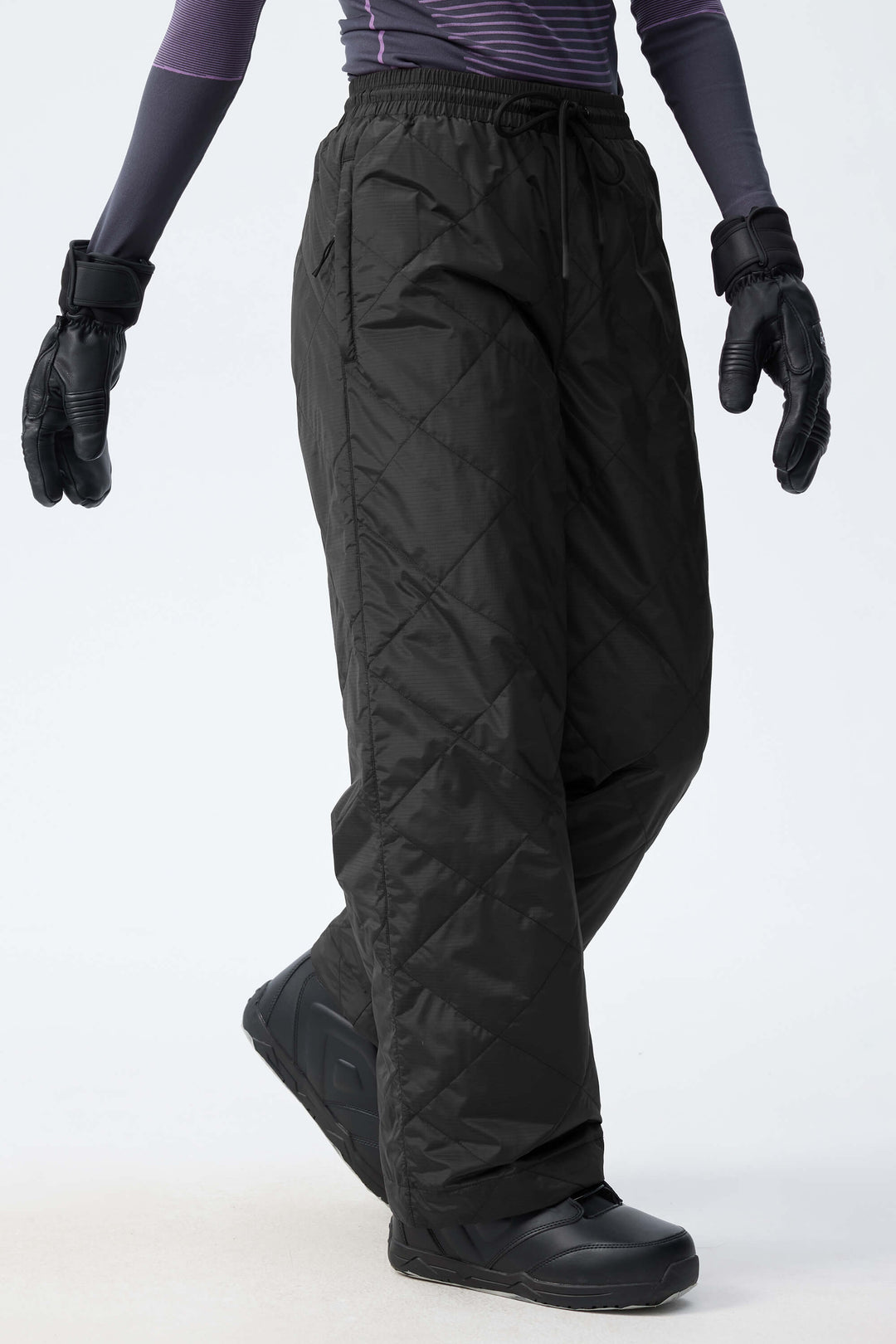 Women's Black Quilted Goose Down Ski Pants