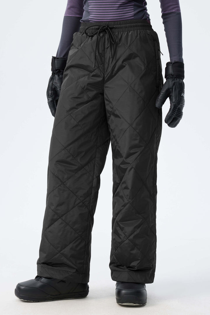 Women's Black Quilted Goose Down Ski Pants