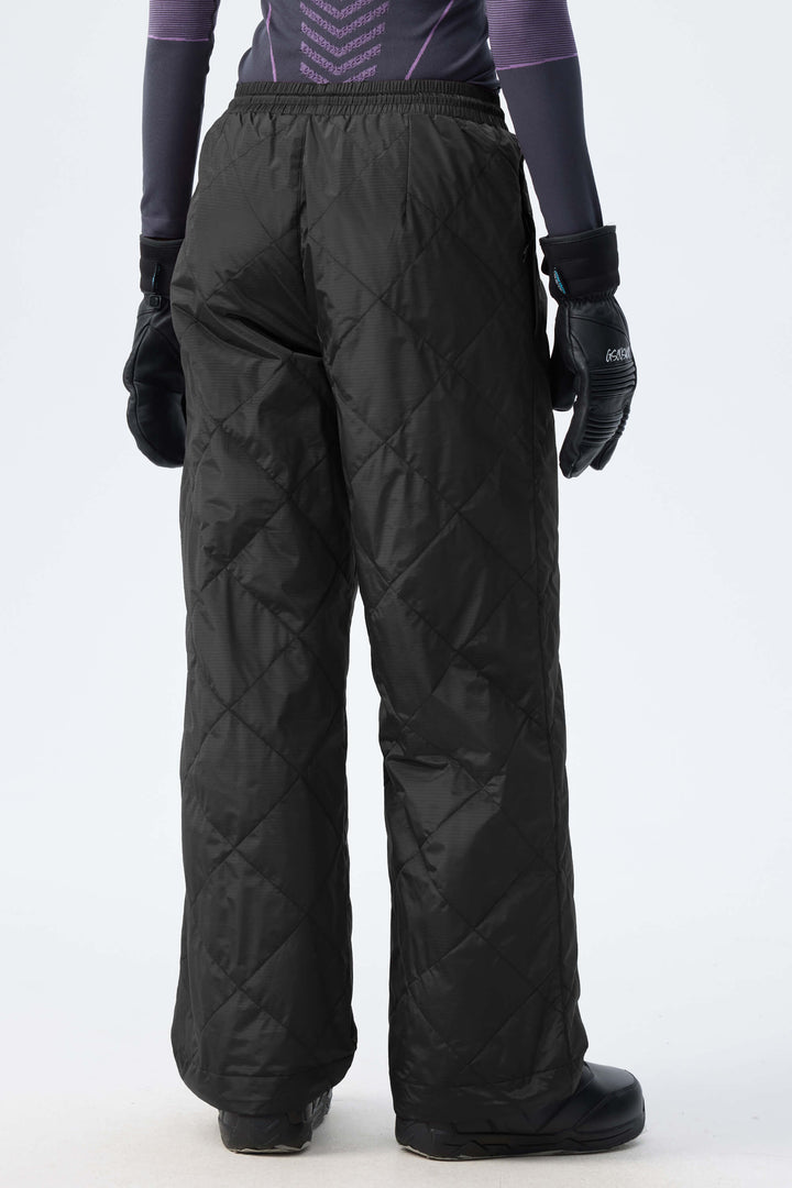 Women's Black Quilted Goose Down Ski Pants