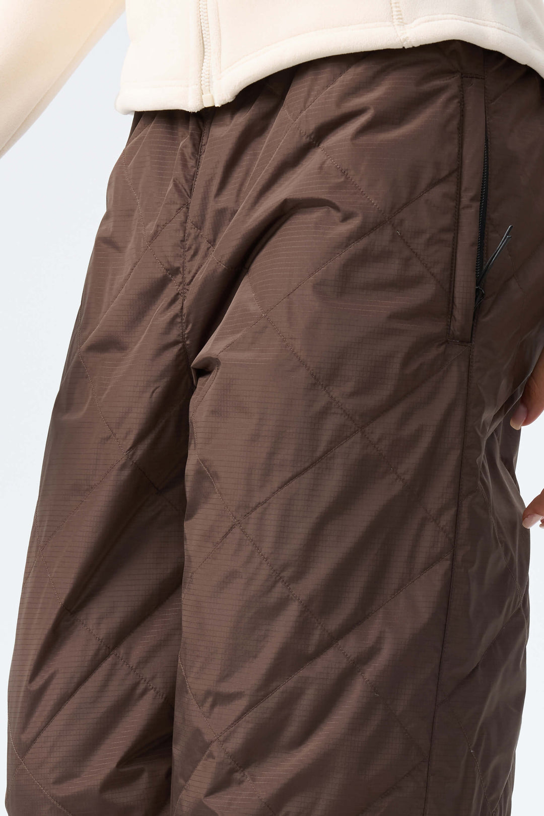 Women's Chocolate Brown Quilted Goose Down Ski Pants