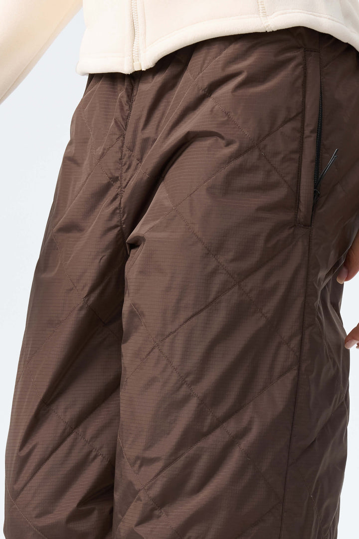 Women's Chocolate Brown Quilted Goose Down Ski Pants