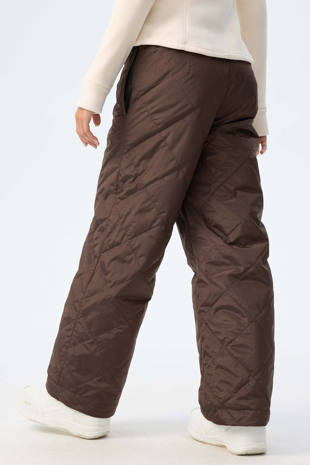 Women's Chocolate Brown Quilted Goose Down Ski Pants