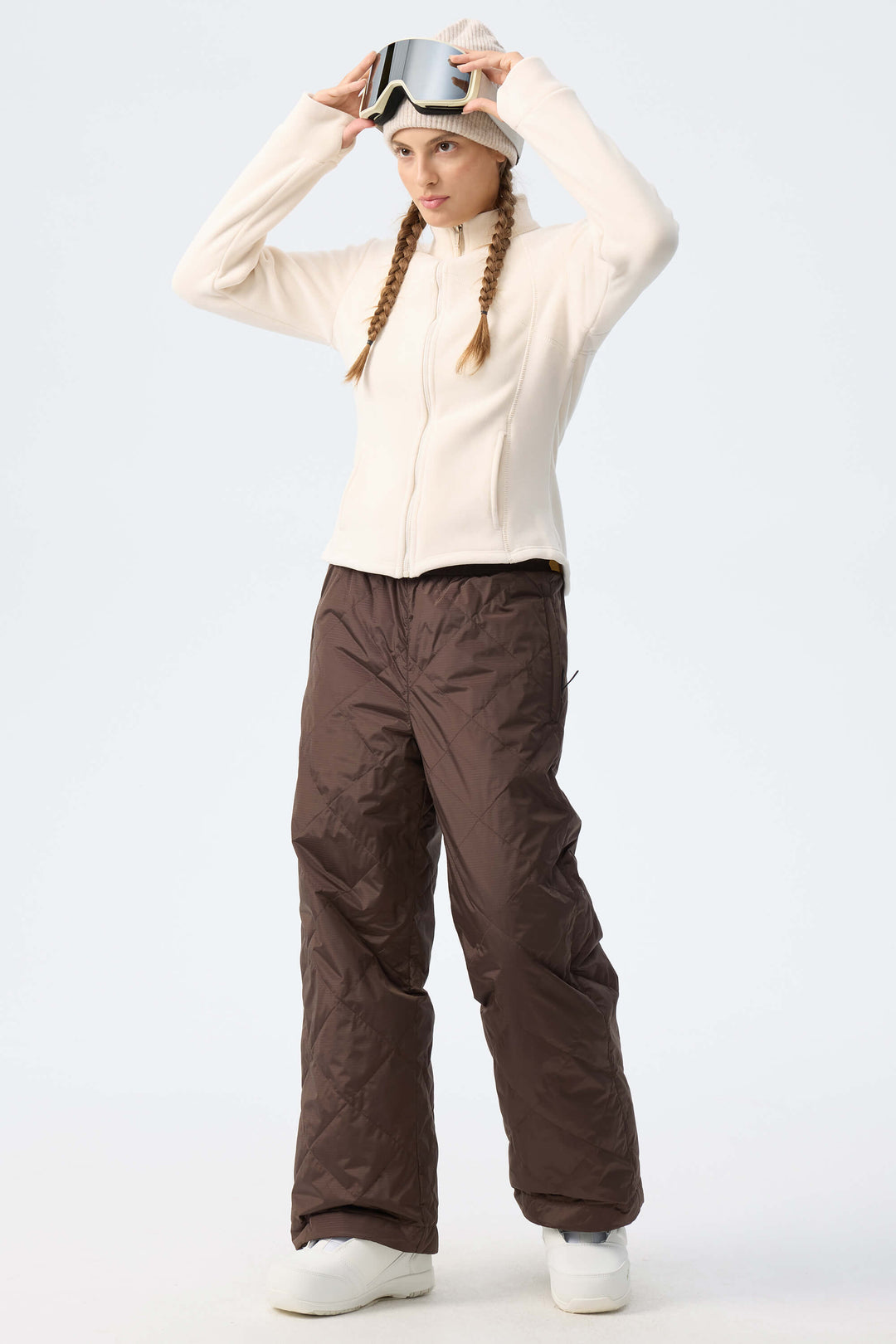 Women's Deep Burgundy Quilted Goose Down Ski Pants
