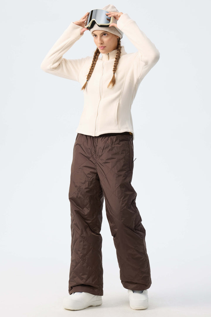 Women's Deep Burgundy Quilted Goose Down Ski Pants