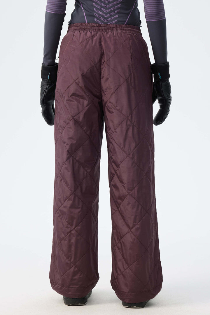 Women's Deep Burgundy Quilted Goose Down Ski Pants
