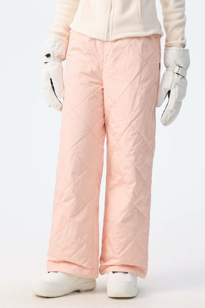 Women's Deep Burgundy Quilted Goose Down Ski Pants