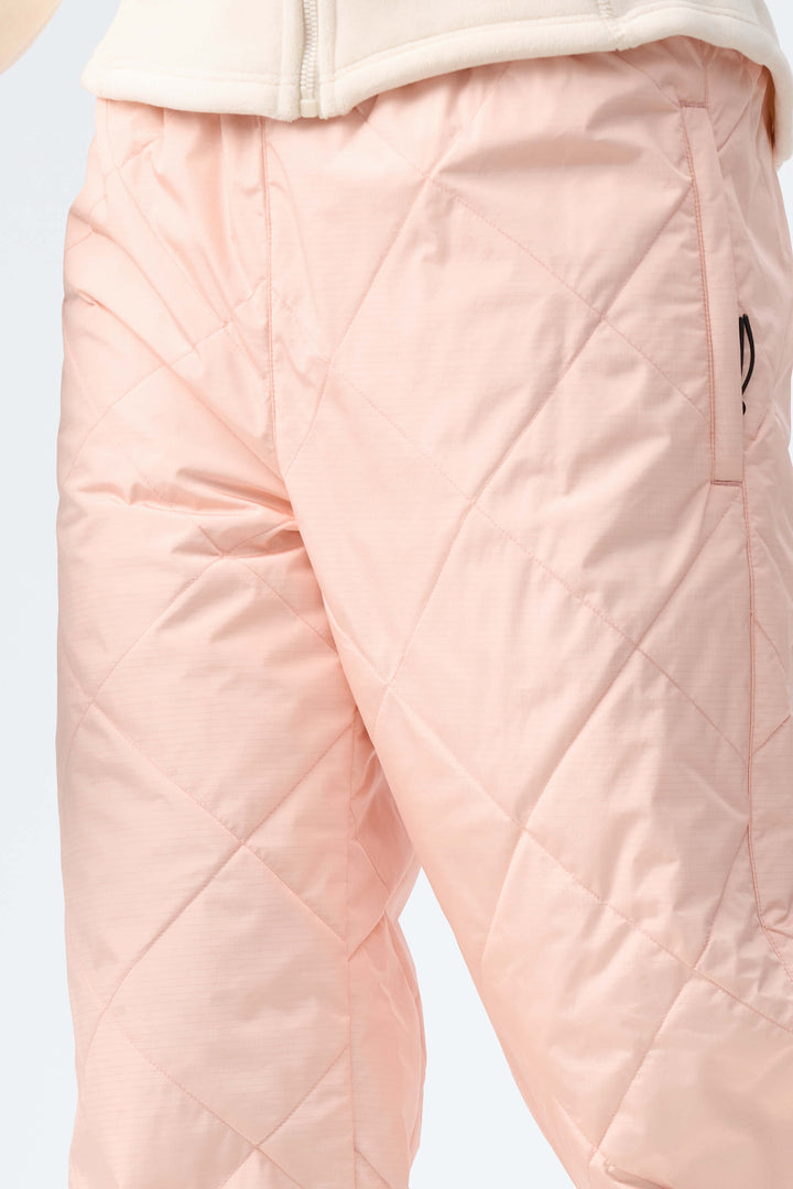 Women's Light Pink Quilted Goose Down Ski Pants