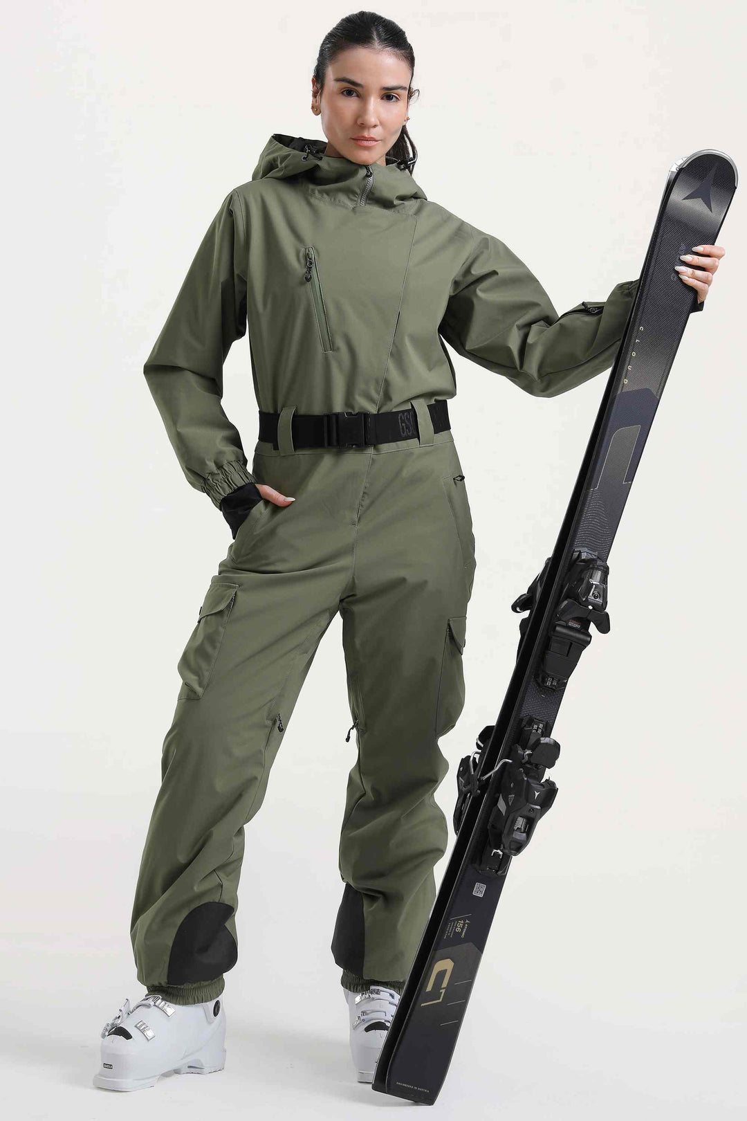 Traje De Esquí De Una Pieza Para Mujer - Impermeable, Térmico, Elástico, Con Cintura Ajustable Y Diseño Delgado