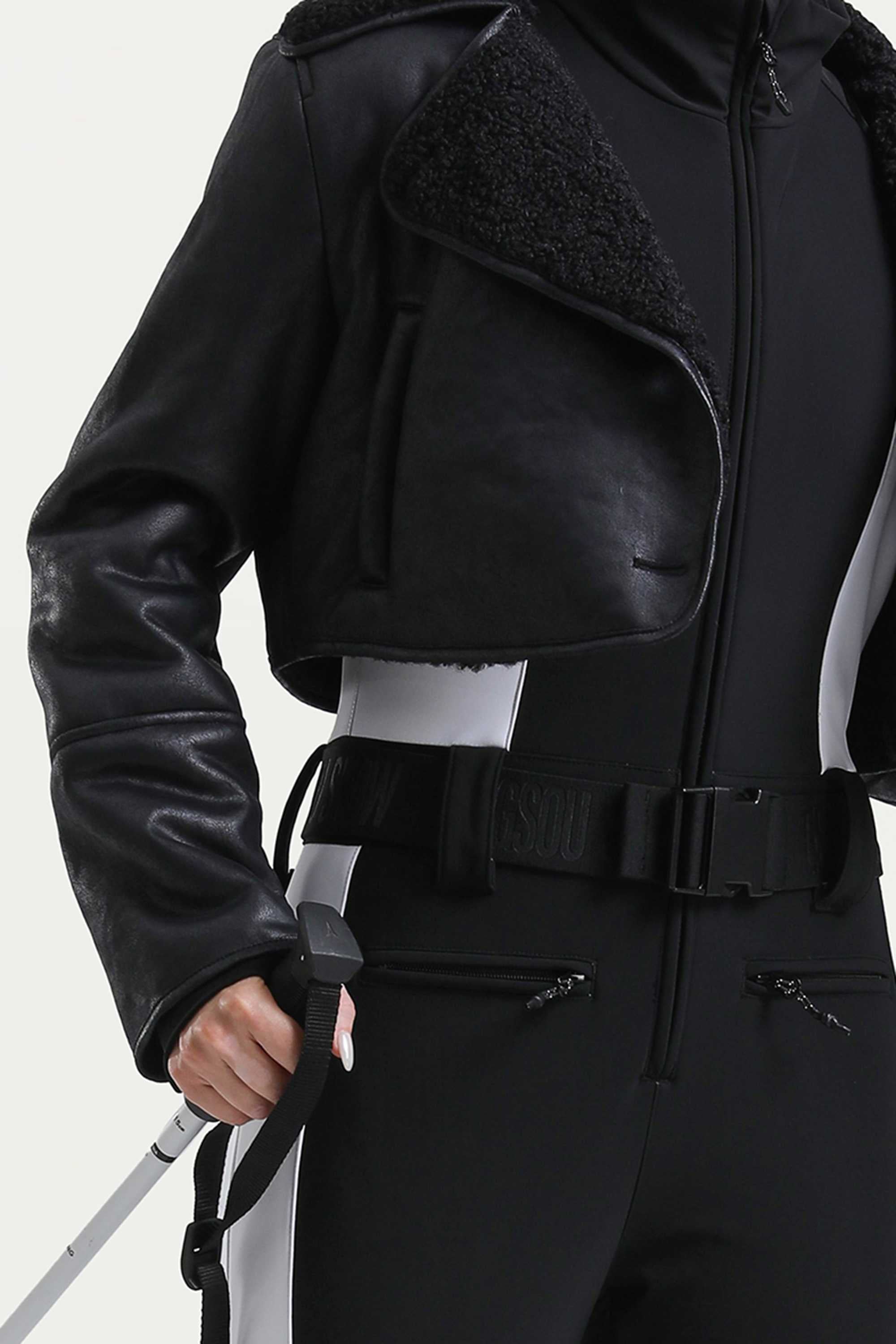 Women s Black Chic Slim Fit One Piece Ski 