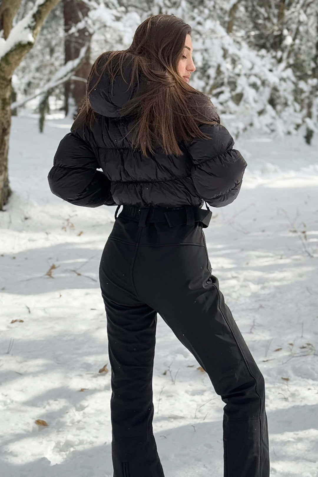 Women's White Stain-resistant Down One-Piece Ski Suit