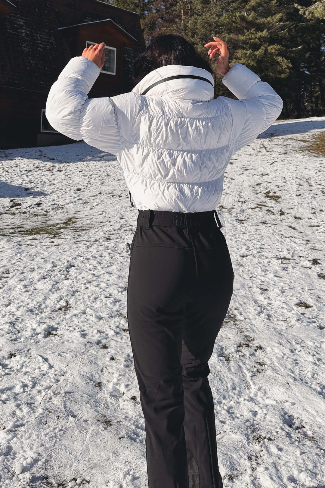 Women's White Stain-resistant Down One-Piece Ski Suit