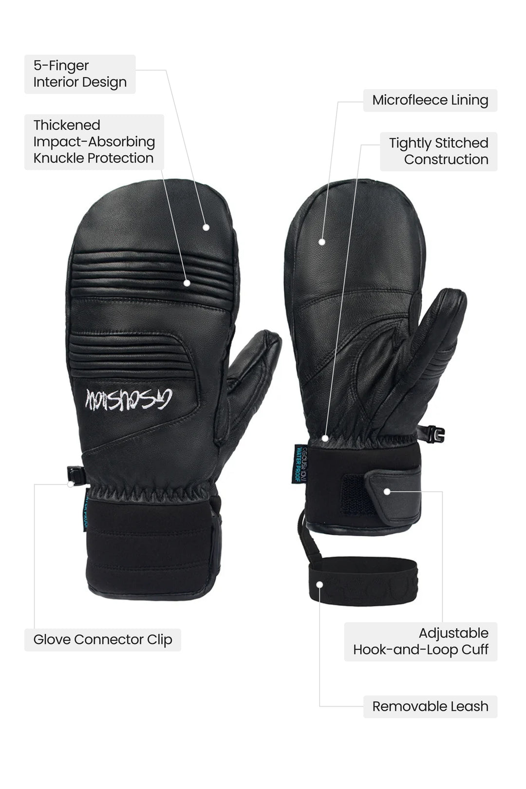 Gsou Snow Unisex-Handschuhe aus strapazierfähigem Schaffell für Erwachsene