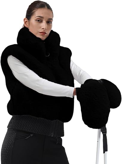 GSou Snow Damskie rękawice narciarskie ze sztucznego futra, rękawice snowboardowe